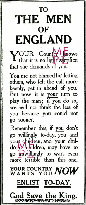 : WW1 - Recruitment Advertisement : WW1 - Recruitment Advertisement