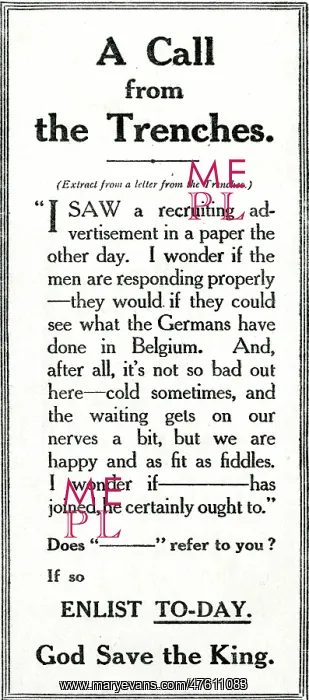 : WW1 - Recruitment Advertisement : WW1 - Recruitment Advertisement