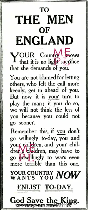 : WW1 - Recruitment Advertisement : WW1 - Recruitment Advertisement