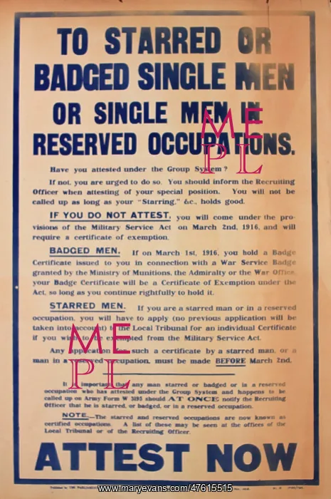 : WW1 recruitment poster, Attest Now : WW1 recruitment poster, Attest Now