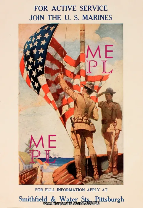 : WW1 recruitment poster, Join the US Marines : WW1 recruitment poster, Join the US Marines