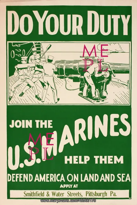 : WW1 recruitment poster, Join the US Marines : WW1 recruitment poster, Join the US Marines