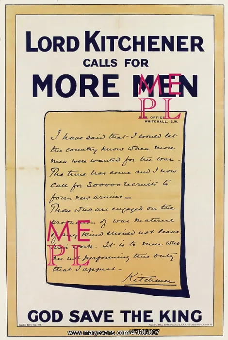 : WW1 Recruitment Poster -- More Men : WW1 Recruitment Poster -- More Men