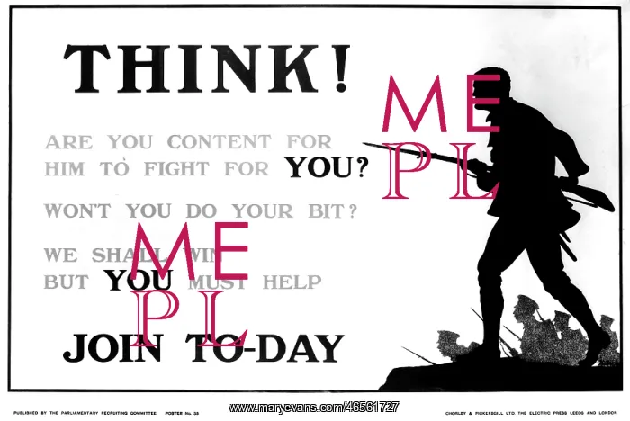 : WW1 recruitment poster with silhouette : WW1 recruitment poster with silhouette