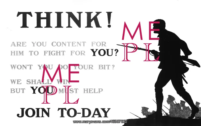 : WW1 recruitment poster with silhouette : WW1 recruitment poster with silhouette