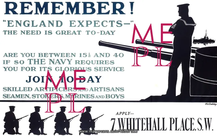 : WW1 recruitment poster with silhouettes : WW1 recruitment poster with silhouettes