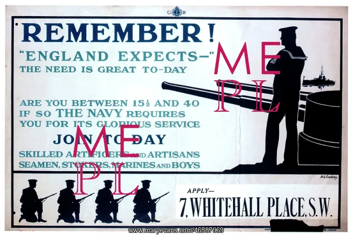 : WW1 recruitment poster with silhouettes : WW1 recruitment poster with silhouettes