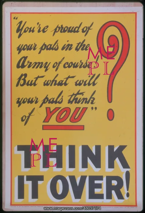 : WW1 - recruitment poster, Think It Over! : WW1 - recruitment poster, Think It Over!