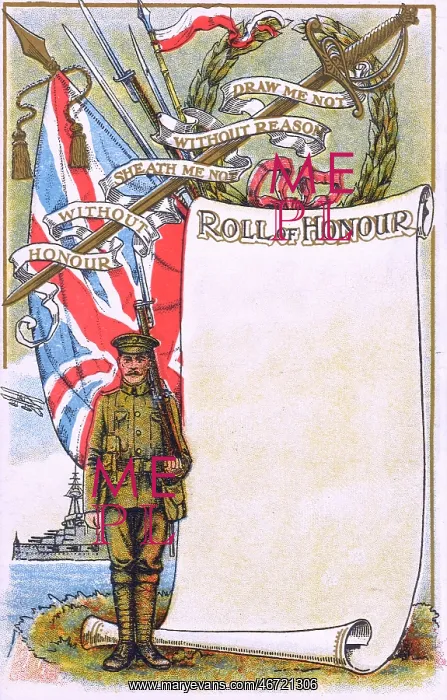 : WW1 - Roll of Honour - space to fill in the blanks : WW1 - Roll of Honour - space to fill in the blanks
