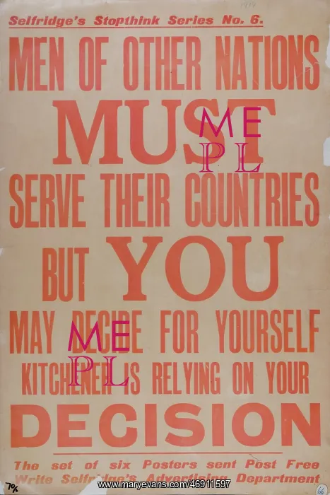  : WW1 - Selfridges Stop Think Series