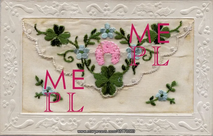 : WW1 Silk Embroidered Greetings Card : WW1 Silk Embroidered Greetings Card