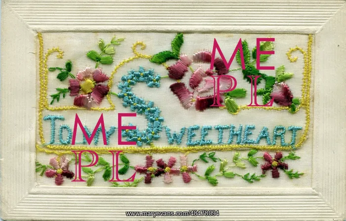 : WW1 Silk Embroidered Greetings Card : WW1 Silk Embroidered Greetings Card