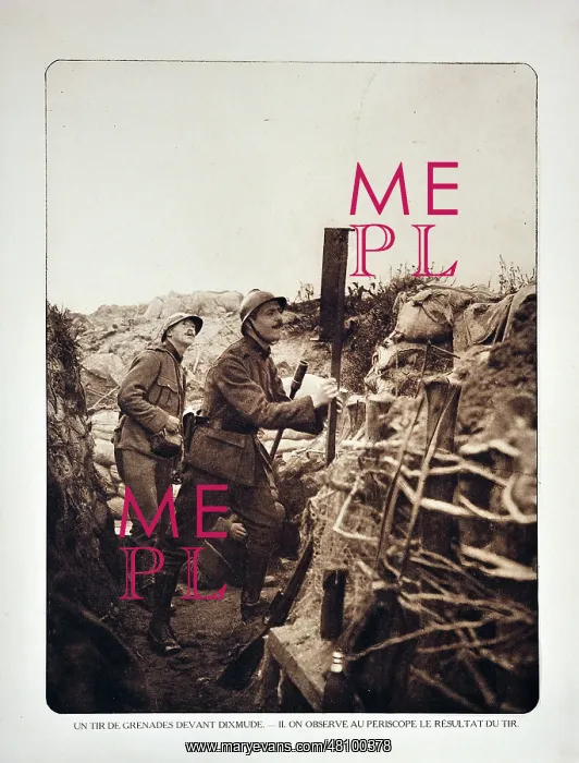 : WW1 - Soldier in trench checking with periscope : WW1 - Soldier in trench checking with periscope