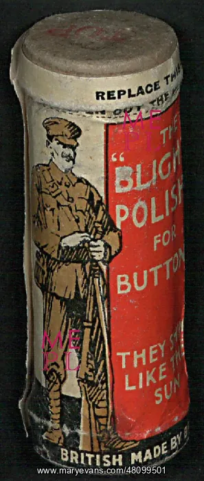 : WW1 - tin of Blighty button polish : WW1 - tin of Blighty button polish