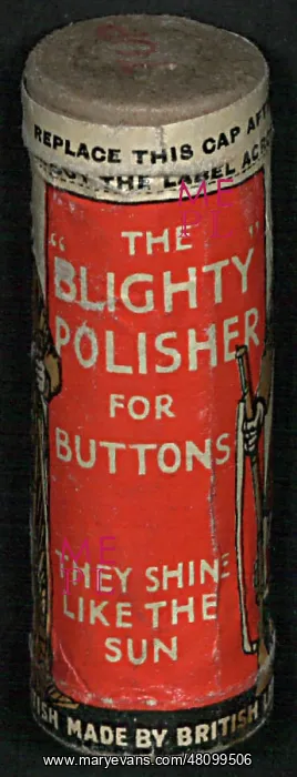 : WW1 - tin of Blighty button polish : WW1 - tin of Blighty button polish