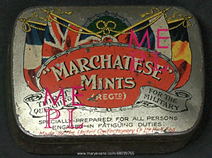 : WW1 - tin lid design - Marchatese Mints : WW1 - tin lid design - Marchatese Mints