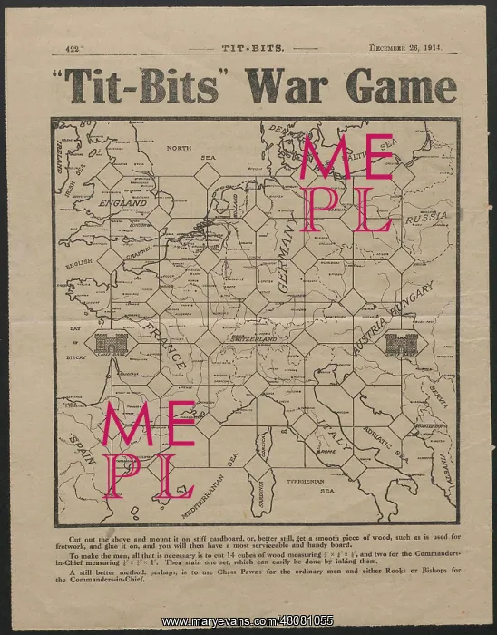: WW1 - Tit-Bits War Game, diagram for board : WW1 - Tit-Bits War Game, diagram for board