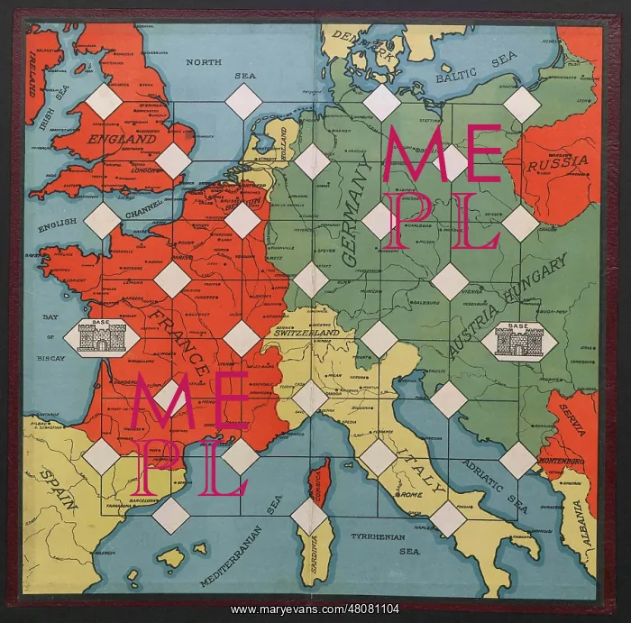: WW1 - Tit-Bits War Game, map on board : WW1 - Tit-Bits War Game, map on board