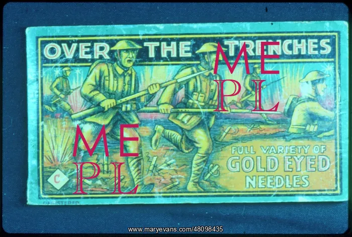 : WW1 - Over the Trenches - needle packet design : WW1 - Over the Trenches - needle packet design