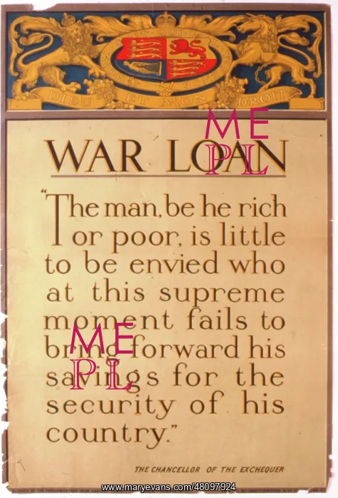 : WW1 - War Loan poster, Chancellor of the Exchequer : WW1 - War Loan poster, Chancellor of the Exchequer