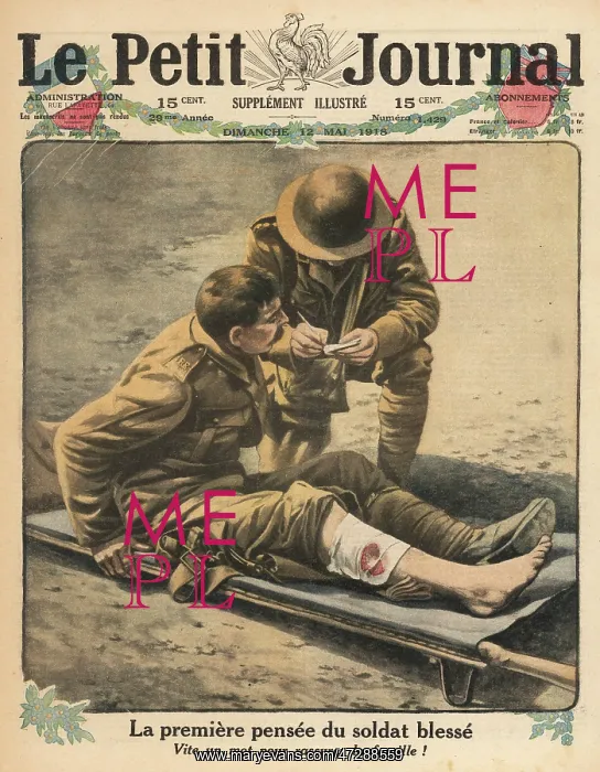 : WW1 / WOUNDED / MESSAGE : WW1 / WOUNDED / MESSAGE