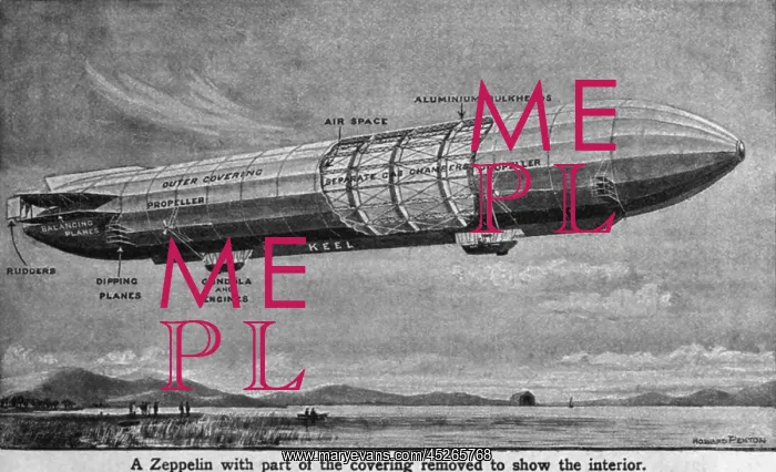 : A WW1 Zeppelin with part of the covering removed : A WW1 Zeppelin with part of the covering removed