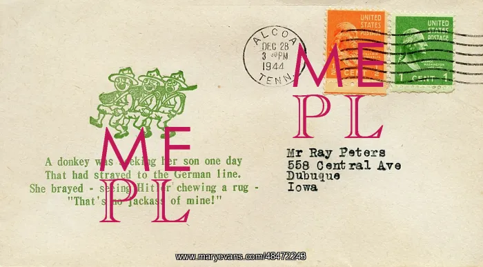 : WW2 American postal cover envelope : WW2 American postal cover envelope