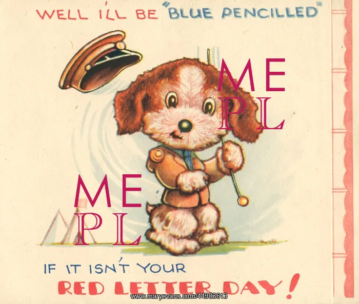 : WW2 birthday card, dog in uniform : WW2 birthday card, dog in uniform
