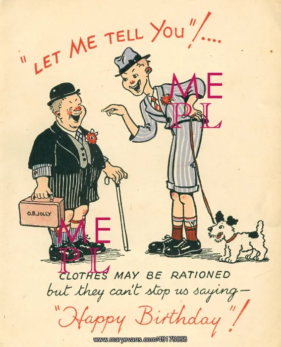 : WW2 Birthday Card Rationed Clothes : WW2 Birthday Card Rationed Clothes