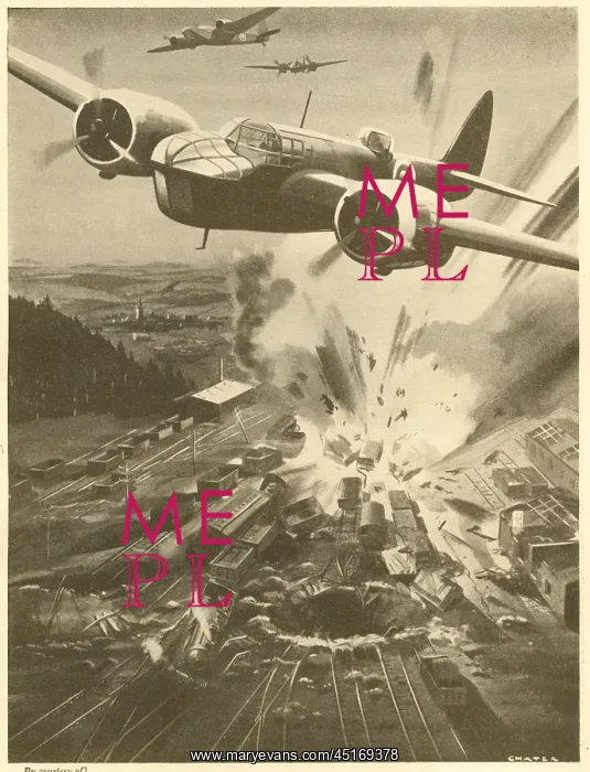: WW2 - Blenheim Bombers Attack German Railway : WW2 - Blenheim Bombers Attack German Railway