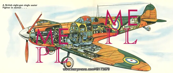 : WW2 British Fighter Plane In Section : WW2 British Fighter Plane In Section