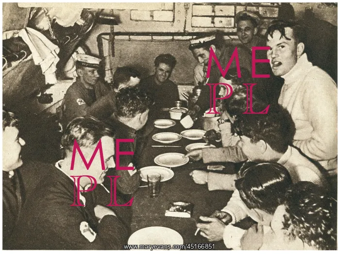 : WW2 British Submarine Crew Having Lunch : WW2 British Submarine Crew Having Lunch