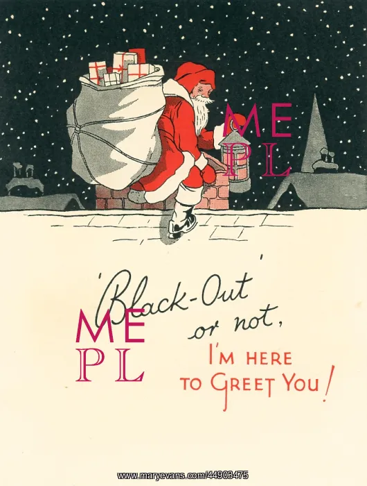 : WW2 Christmas card, Blackout : WW2 Christmas card, Blackout