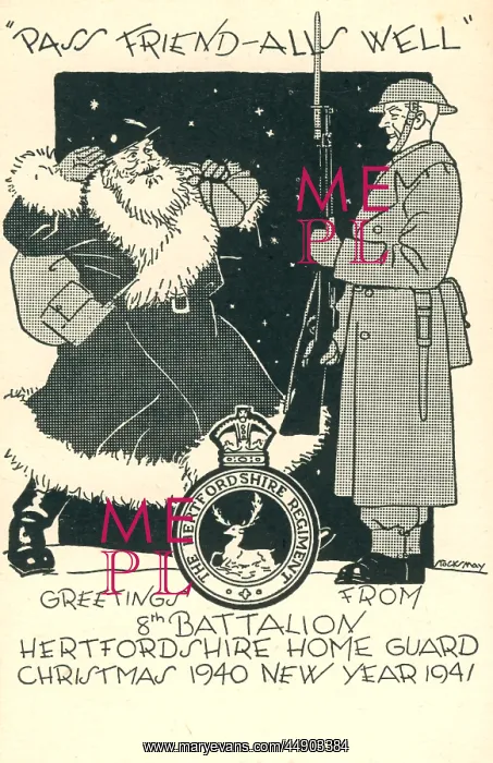 : WW2 Christmas card, Home Guard : WW2 Christmas card, Home Guard