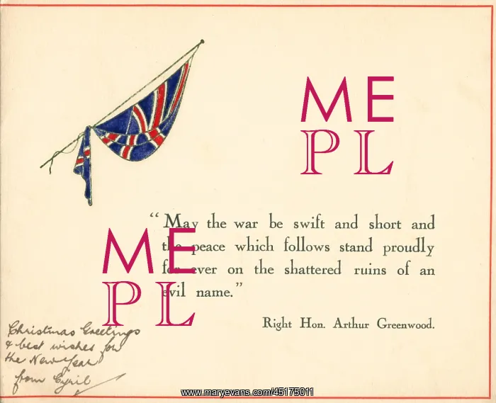 : WW2 Christmas Card, Union Jack : WW2 Christmas Card, Union Jack
