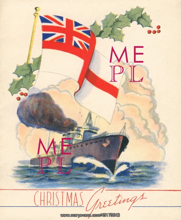 : WW2 Christmas Card, White Ensign Flag : WW2 Christmas Card, White Ensign Flag