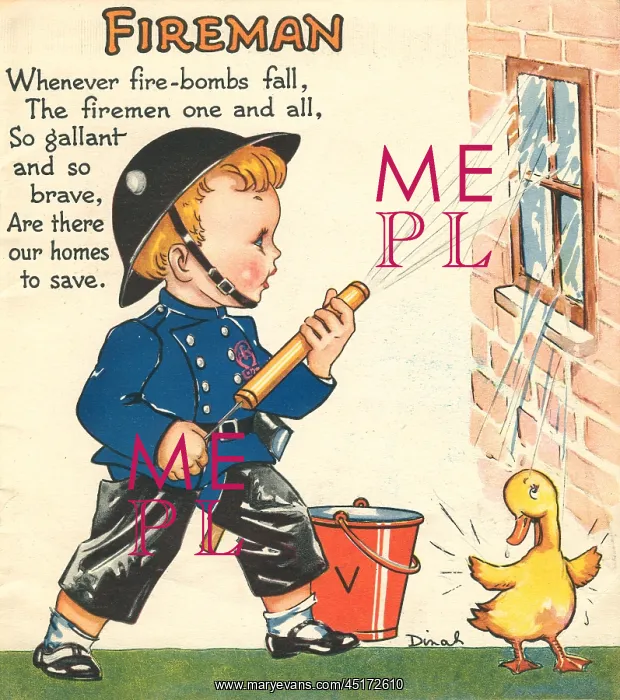 : WW2 Colouring Book, Fireman : WW2 Colouring Book, Fireman