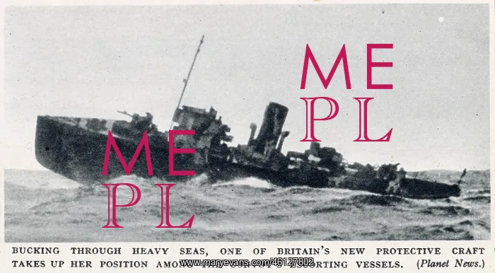 : WW2 - Corvette bucking through heavy Atlantic Seas : WW2 - Corvette bucking through heavy Atlantic Seas