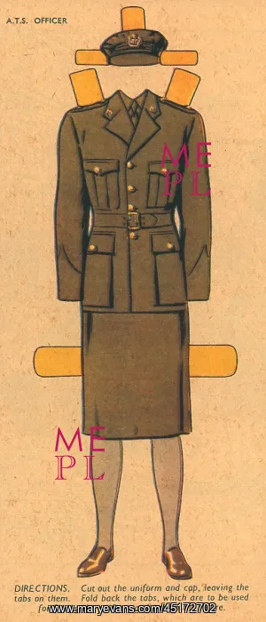 : WW2, Cut-Out A.T.S. Officer Uniform : WW2, Cut-Out A.T.S. Officer Uniform