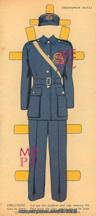 : WW2, Cut-Out N.F.S. Women's Uniform : WW2, Cut-Out N.F.S. Women's Uniform