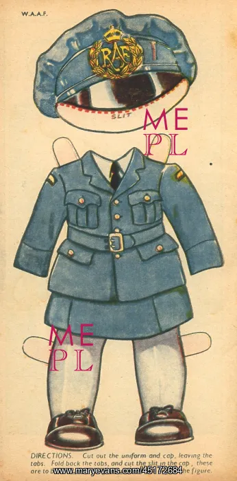 : WW2, Cut-Out W.A.A.F. Uniform : WW2, Cut-Out W.A.A.F. Uniform