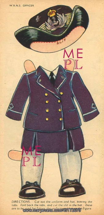 : WW2, Cut-Out W.R.N.S. Officer Uniform : WW2, Cut-Out W.R.N.S. Officer Uniform