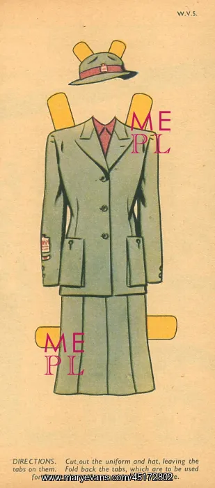 : WW2, Cut-Out W.V.S. Uniform : WW2, Cut-Out W.V.S. Uniform