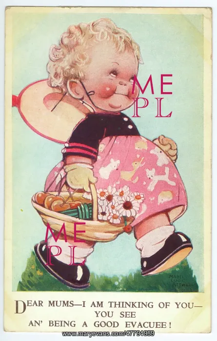 : WW2 era - Comic Postcard - Dear Mums - I am thinking of you : WW2 era - Comic Postcard - Dear Mums - I am thinking of you