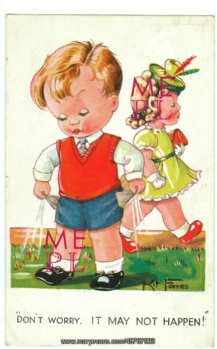 : WW2 era - Comic Postcard - Don't worry, it may not happen : WW2 era - Comic Postcard - Don't worry, it may not happen
