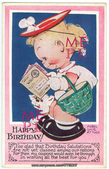 : WW2 era - Comic Postcard - Happy Birthday : WW2 era - Comic Postcard - Happy Birthday