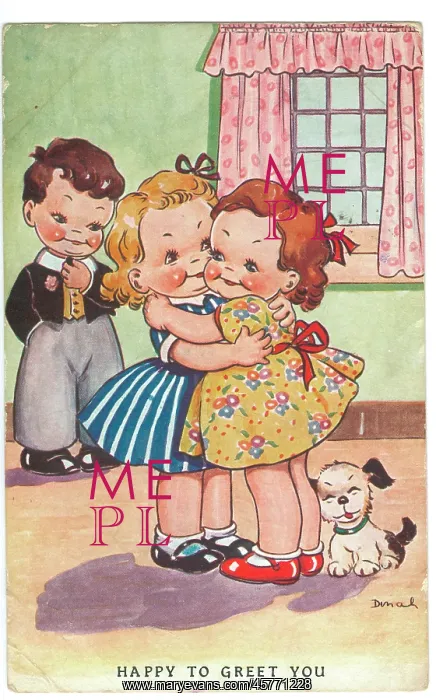 : WW2 era - Comic Postcard - Happy to Greet You : WW2 era - Comic Postcard - Happy to Greet You