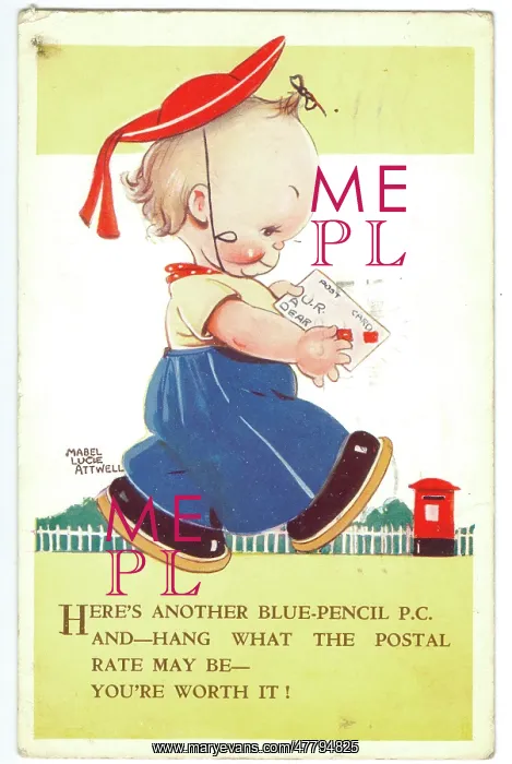 : WW2 era - Comic Postcard - Here's another blue-pencil P.C : WW2 era - Comic Postcard - Here's another blue-pencil P.C