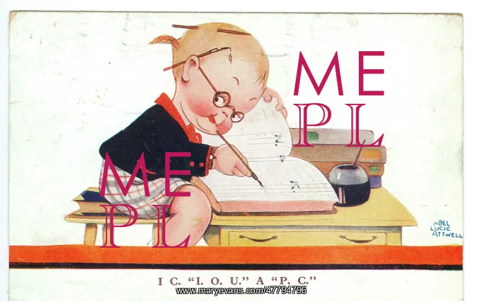: WW2 era - Comic Postcard - I C I. O. U. A P. C : WW2 era - Comic Postcard - I C I. O. U. A P. C