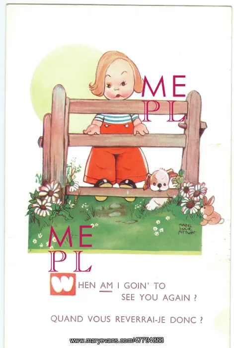 : WW2 era - Comic Postcard - When am I goin to see you again : WW2 era - Comic Postcard - When am I goin to see you again